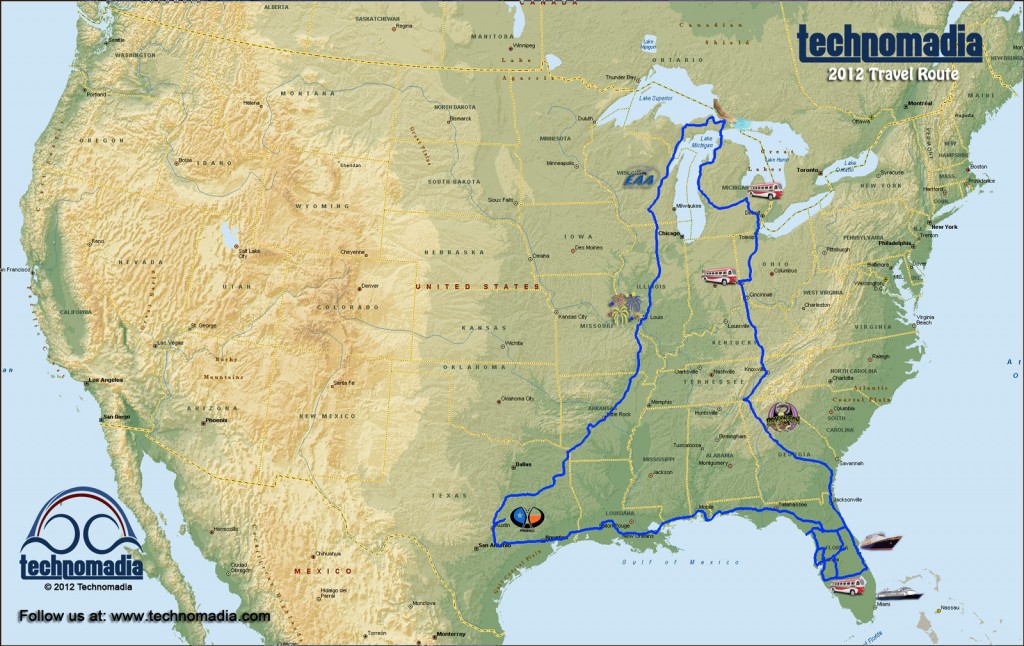 Our 2012 Travel Routing Map (click to enlarge)
