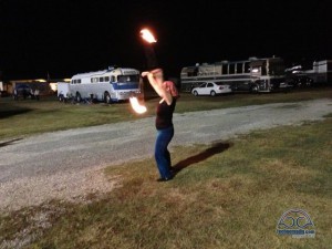 Me doing a fire dance for our bus friends. 