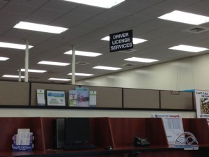 At a county tax collector office in Florida - this one handled both vehicles and licenses.