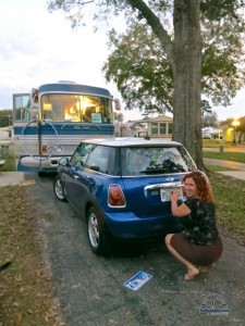 Putting our new FL tags on the Mini!