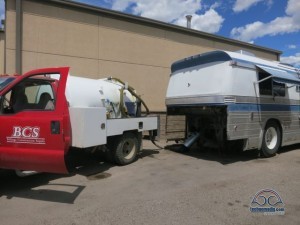 Getting our waste tanks pumped out.