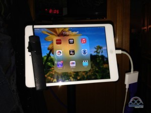 iPad Mini with the Top Signal's interior antenna draped over it, and an HDMI cable running out to the TV. It may look ugly, but it worked awesome!