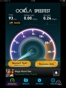 But just moments later and a few feet away, T-Mobile is crawling. Yes, 0.00Mbps!