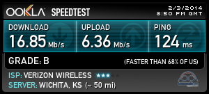 A typical Verizon LTE speedtest. Almost too fast!