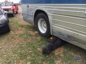 Our mobile mechanic under our bus.. on the side of the road. Totally worth $150/hr. 