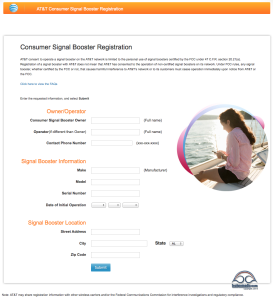 AT&T's Booster Registration Page