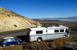 Heading towards Mono Lake, with solar on top.