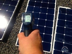 We recorded 15-20 degree differences in temperature between flexible and glass panels during peak sun.