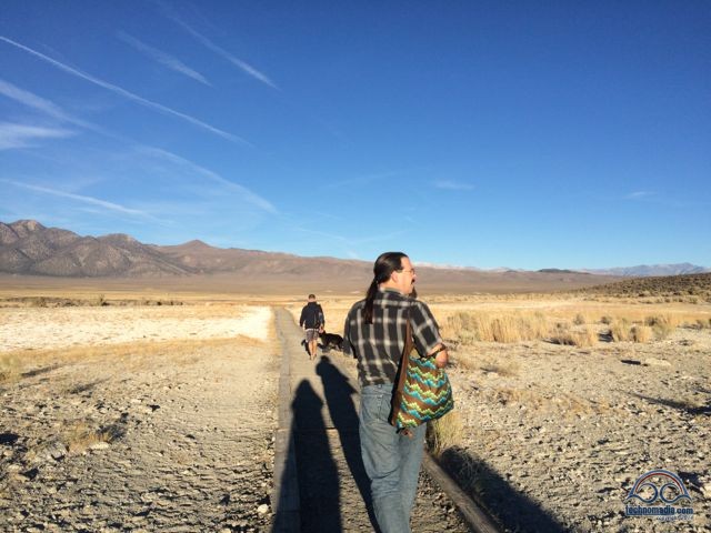 Walking out to Wild Willy's Hotspring for a sunset soak.