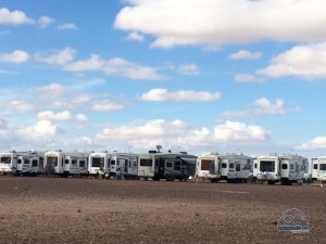 The Montana Owners group had an impressive big circle of 5th wheels!