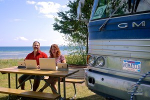 Totally staged photo.. working outside isn't all it's cracked up to be. 