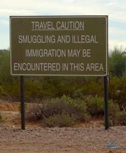 Don't let these signs in the area scare ya... we felt completely safe. Border patrol all around. (But do be aware of KILLER RABBITS!)