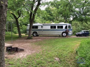 Our awesome spot at McKinney Falls State Park!