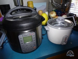 The Instant Pot is a big larger than our 10Q rice cooker. 