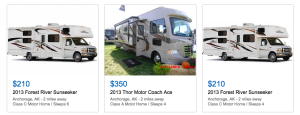 Many of the photos on RVShare.com look like stock photos - apparently dealer submitted photos who rent out their fleet according to RVShare.