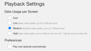 The Netflix Playback Settings screen (find it under 'My Account')
