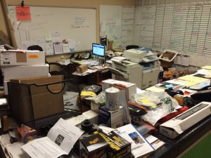 The Master Tech office... a bit chaotic. 