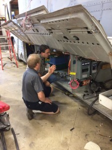 Reviewing work in our bays with Tim.