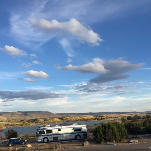 Dry camping in a developed campgrounds affords us better views & cheaper prices. 