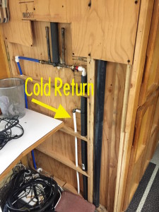 We have a switch in the bathroom that when activated water a valve is opened allowing water to flow into our fresh tank.