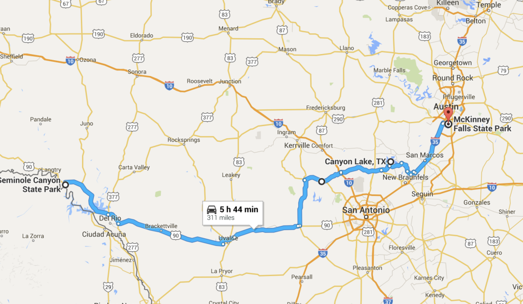 Our route into Austin