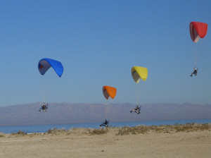 Some of my paramotoring friends flying along the Salton Sea.