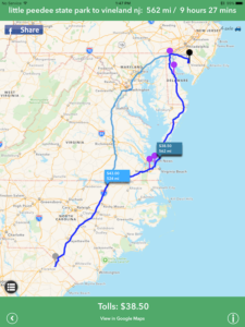 Using Toll Smart to plan our routes via toll costs. 