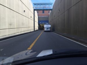 We drove the rest of the bridge/tunnel unhitched. Which means I got pics of the bus. 