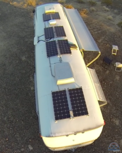 With our sleekly curved roof, there was no easy way to fit more than 800 watts of solar while keeping our bus looking good.