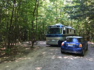 Lots of dry camping campgrounds, without access to sun for solar. 