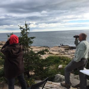 Howard & Linda on their volunteer shift counting birds. 