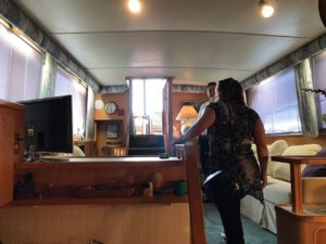 Some of the boats we've toured (like this Chris Craft Catalina 427) have had wonderfully large salons (aka living rooms), but the 1980's styling leaves us cold.