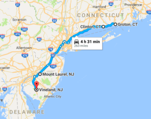 Groton to Vineland.. with a BIG city in-between. 