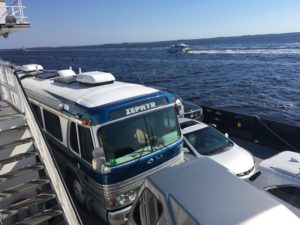 One day.. that'll be us cruising the ICW by boat. Today, we're amused to be cruising it by bus on a ferry.