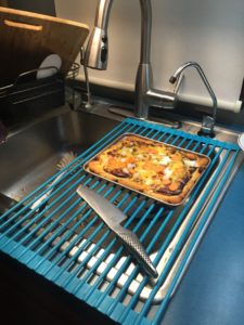 Extra counter space for cooling or dish drying when we need it!