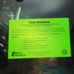 Oops... we got tagged. Thank goodness it was a warning, and not an immediate tow. 