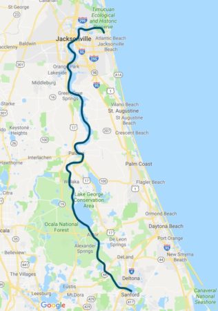 The navigable portion of the St. Johns River - Jacksonville to Sanford. 