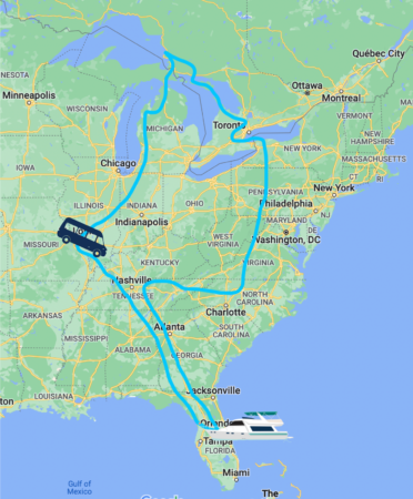 Our summer van trip map