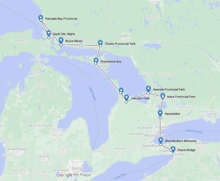 Ontario travel route